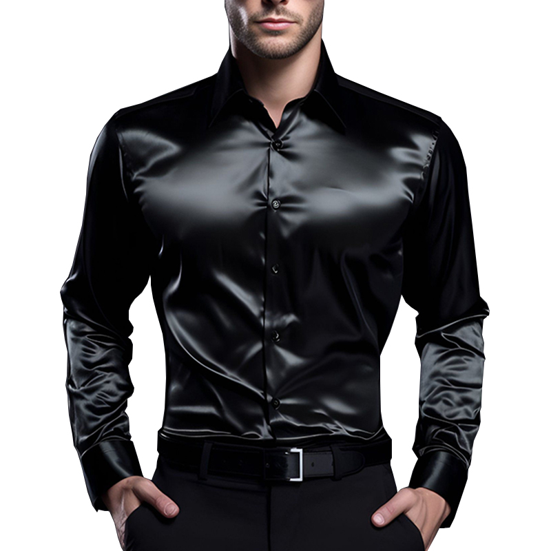 Mens Satin Silk Dress Shirt - Men's Satin Luxury Dress Shirts Fashion