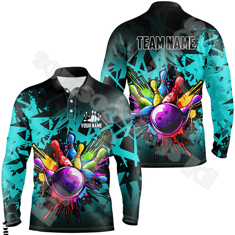 Short Sleeve Bowling Shirt Retro - Custom Name Strike Bowling Player Flame