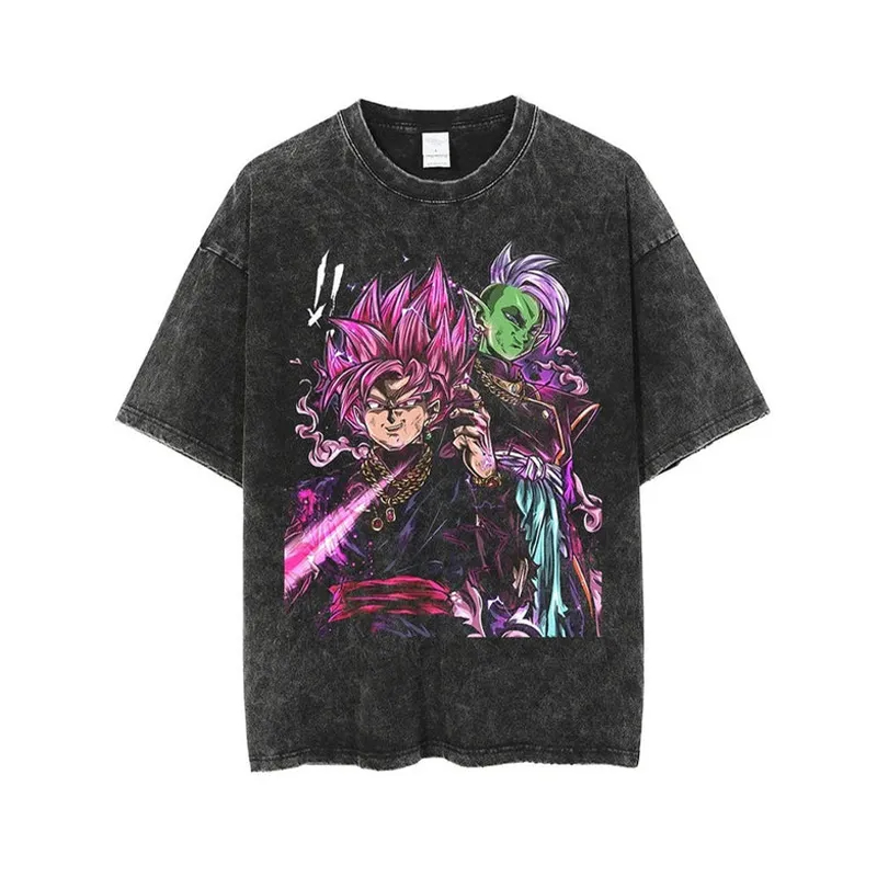 Acid Wash Vintage Graphic T Shirt - Goku Black Rose T Shirt Dragon