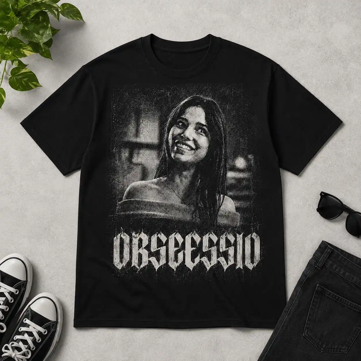Acid Wash Vintage Graphic T Shirt - Vintage Obsession Acid Wash T-Shirt, Gothic