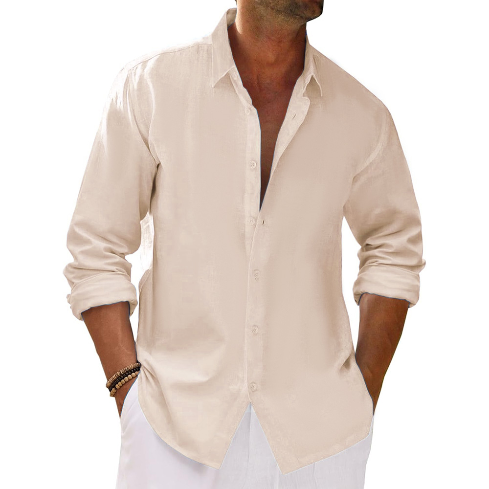 Mens Linen Shirt Long Sleeve - Men's Spring Summer Long Sleeve Shirts