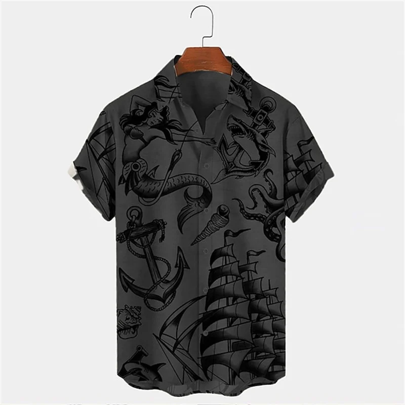 Men Summer Lapel Short Sleeve  - Vintage Hawaiian Floral Shirt review and price