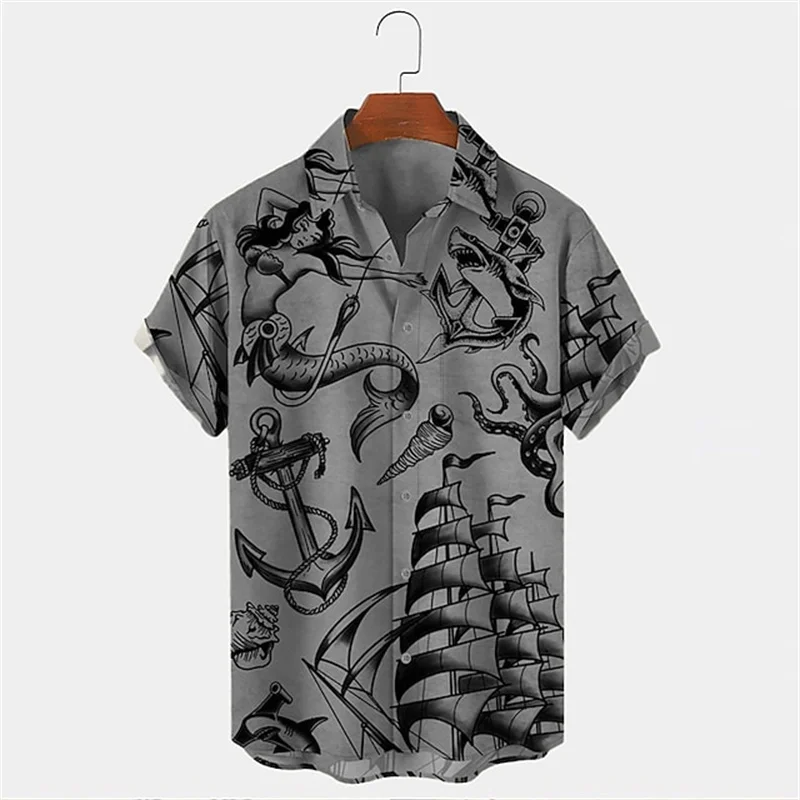 Men Summer Lapel Short Sleeve  - Vintage Hawaiian Floral Shirt review and price