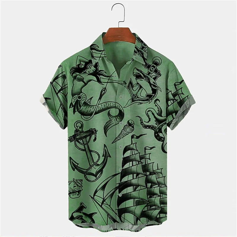 Men Summer Lapel Short Sleeve  - Vintage Hawaiian Floral Shirt review and price