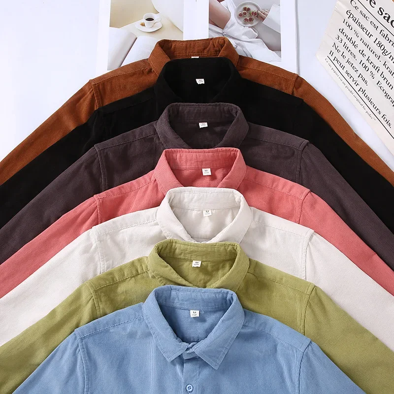 Spring Fall Mens Long Sleeve W - Corduroy Button Up Shirt Men review and price