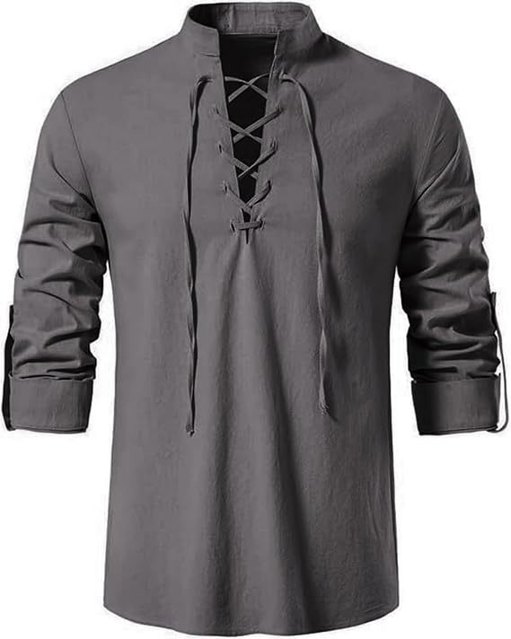 Mens Pirate Shirt Viking Retro - Medieval Gothic Lace Up Pirate Shirt review and price