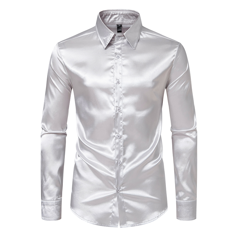 Men's Black Satin Luxury Dress - Mens Satin Silk Dress Shirt review and price
