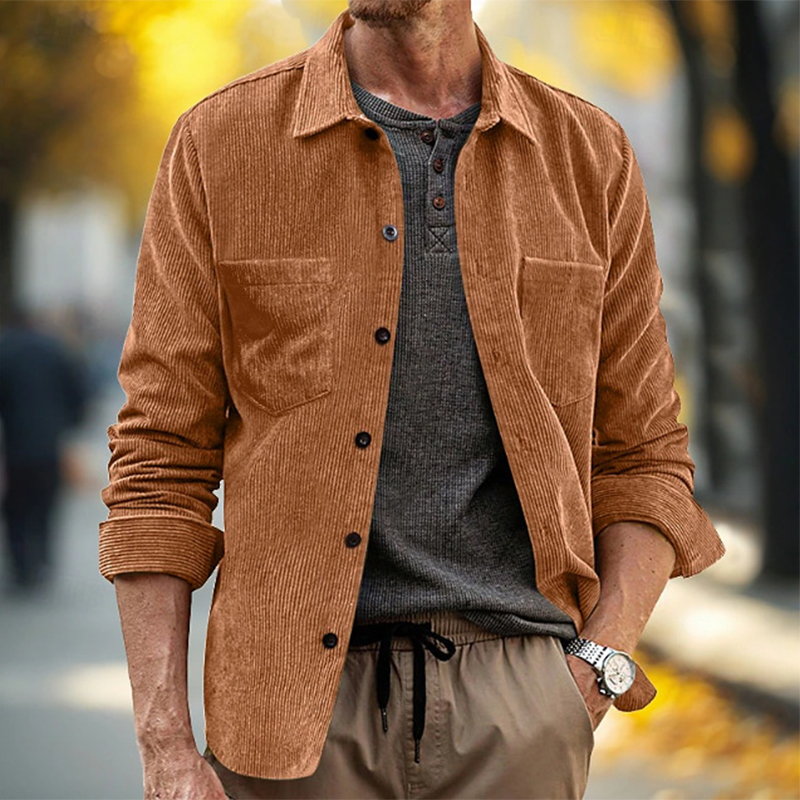Spring Fall Daily Leisure Mens - Corduroy Button Up Shirt Men review and price