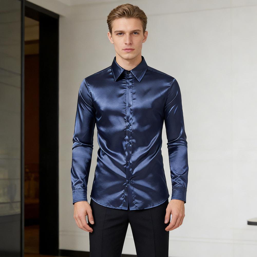 Blue Orange Red Yellow Satin S - Mens Satin Silk Dress Shirt review and price
