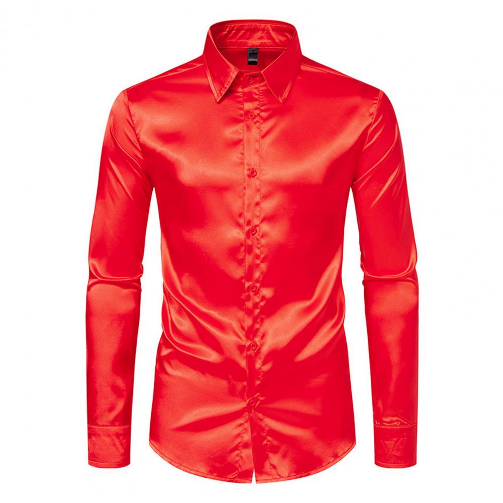 Blue Orange Red Yellow Satin S - Mens Satin Silk Dress Shirt review and price