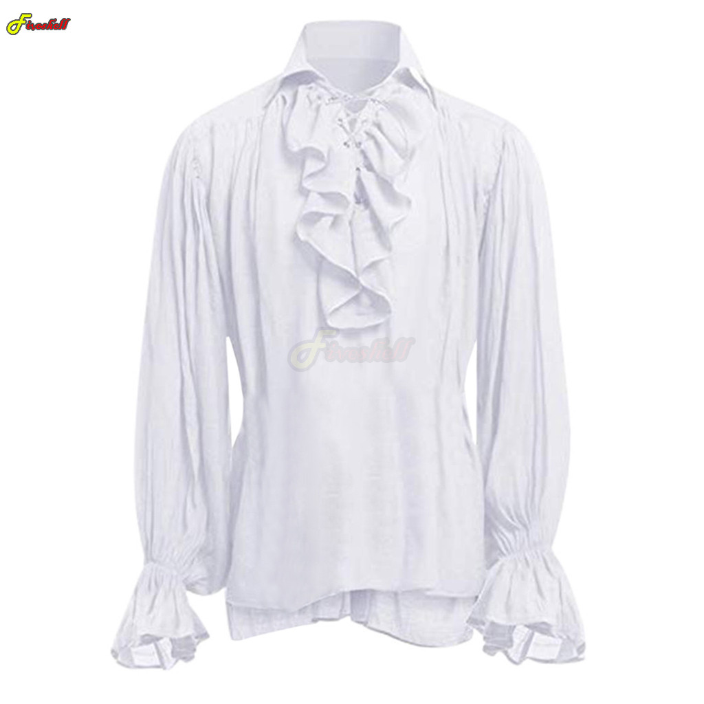 Mens Halloween Lace Up Pirate  - Medieval Gothic Lace Up Pirate Shirt review and price