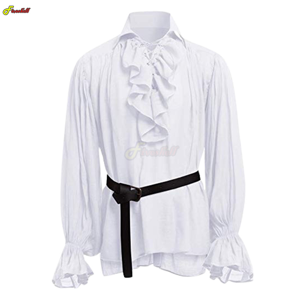 Mens Halloween Lace Up Pirate  - Medieval Gothic Lace Up Pirate Shirt review and price