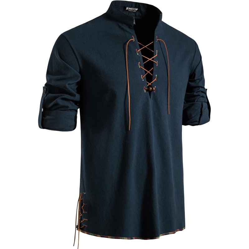 Mens Pirate Shirt Viking Retro - Medieval Gothic Lace Up Pirate Shirt review and price