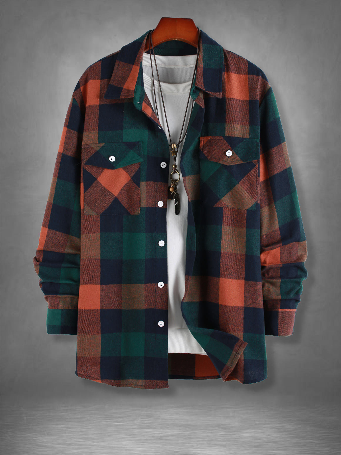 Men's Retro Orange Green Plaid - Jackets review and price
