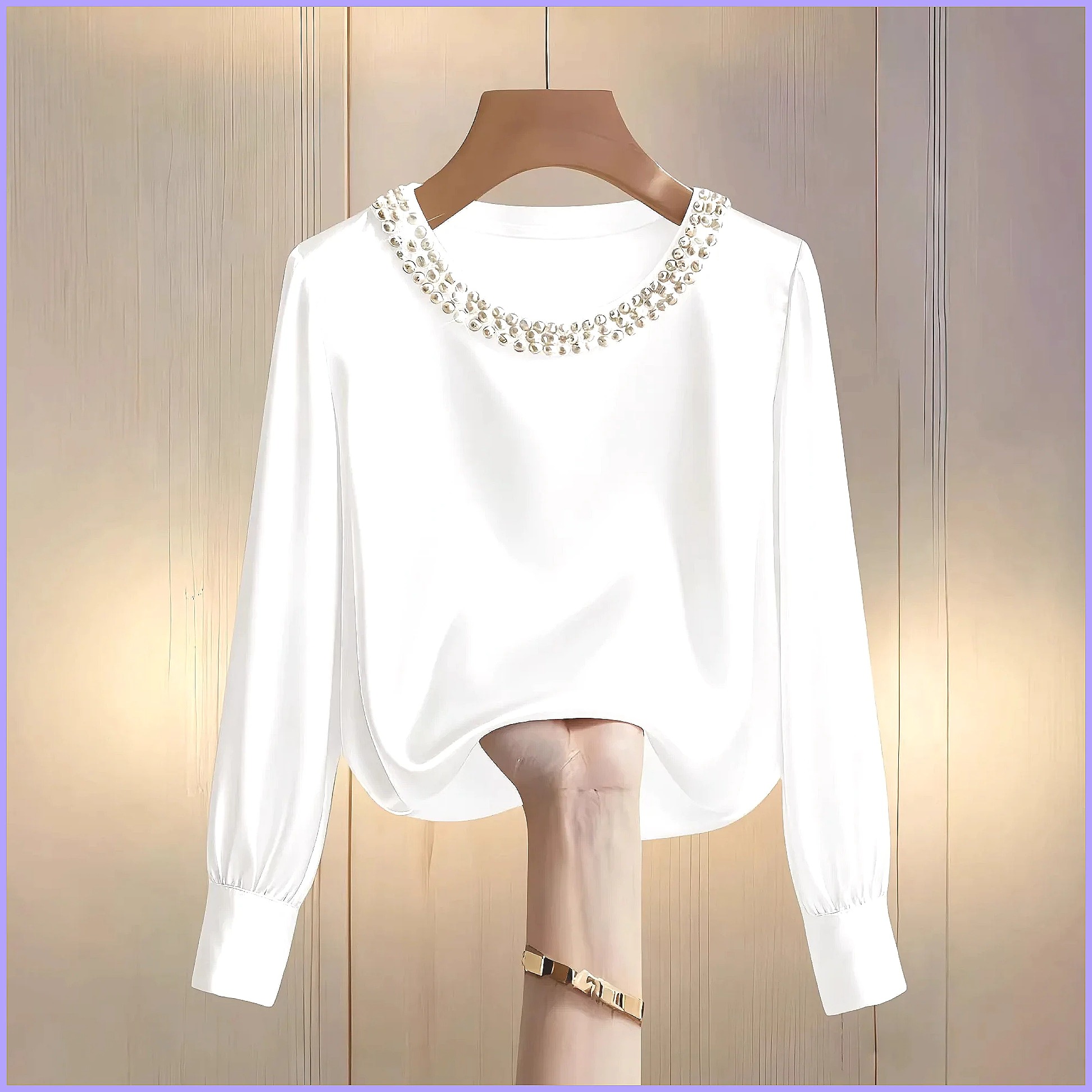Elegant Beaded Satin Blouse fo - Shirts review and price