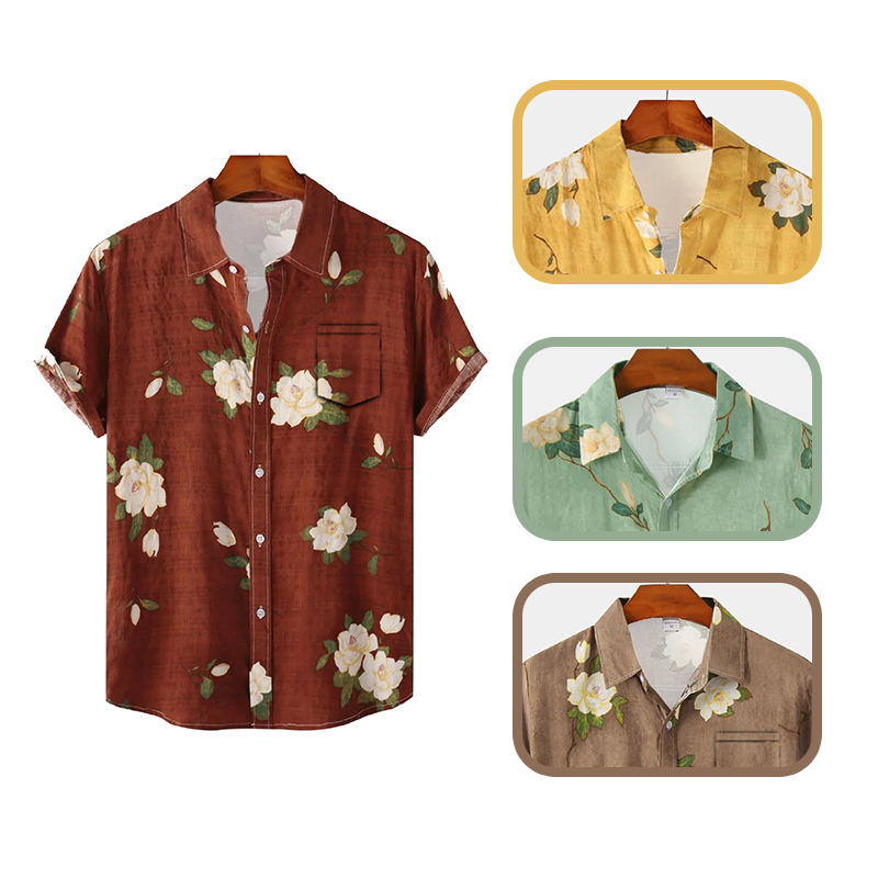 Men Hawaiian Style Short Sleev - Vintage Hawaiian Floral Shirt review and price