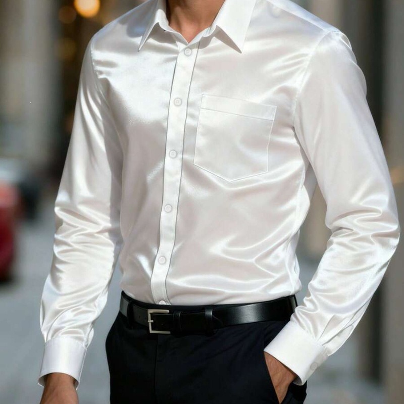 Men's Satin-Like Ice Silk Dres - Mens Satin Silk Dress Shirt review and price