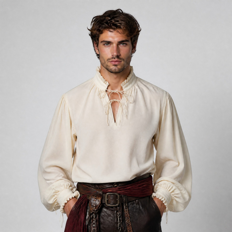 Renaissance Medieval Pirate Sh - Medieval Gothic Lace Up Pirate Shirt review and price