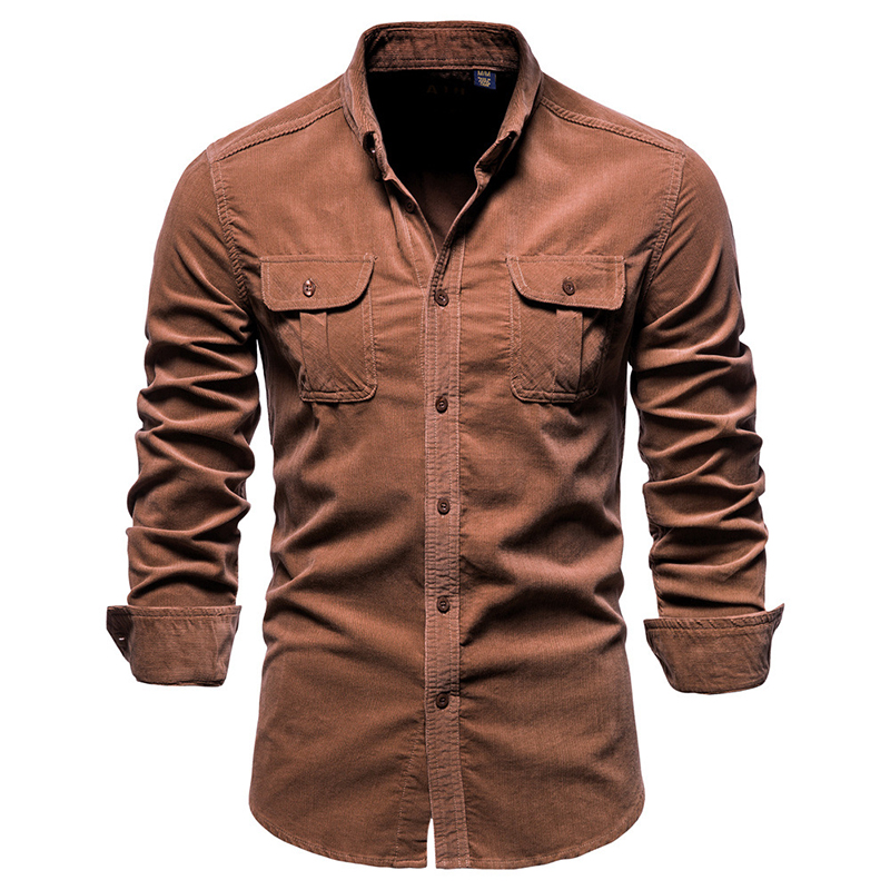 Vintage Solid Color Corduroy S - Corduroy Button Up Shirt Men review and price