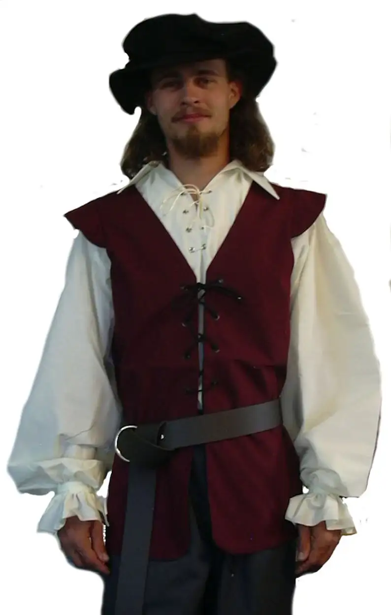 Medieval Shirts Ruffled Gothic - Medieval Gothic Lace Up Pirate Shirt review and price