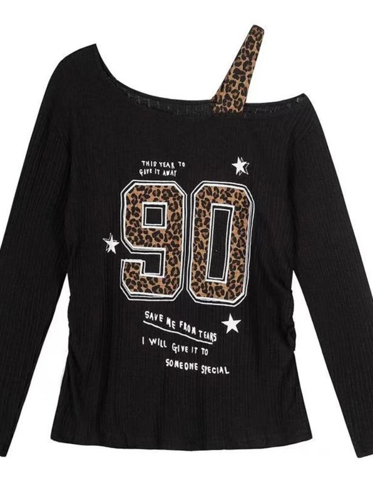 Y2K Patchwork Leopard Print T- - T-Shirts review and price