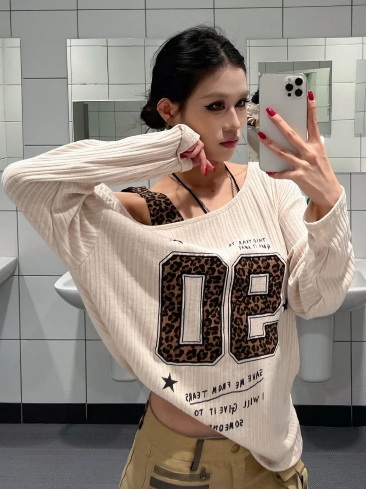 Y2K Patchwork Leopard Print T- - T-Shirts review and price