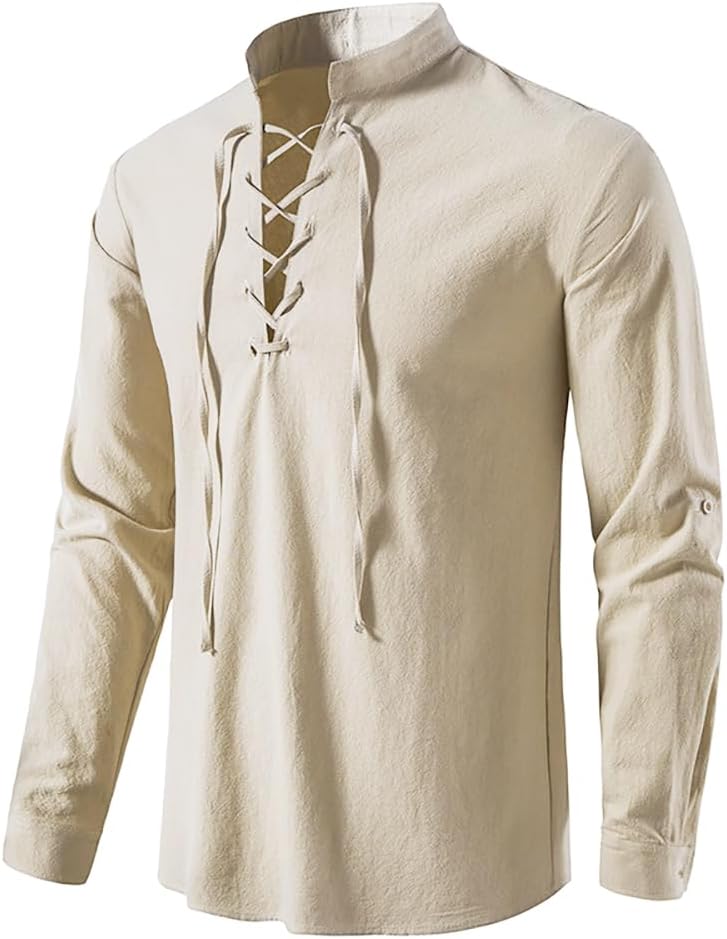 2-piece Set Men's Medieval Pir - Medieval Gothic Lace Up Pirate Shirt review and price