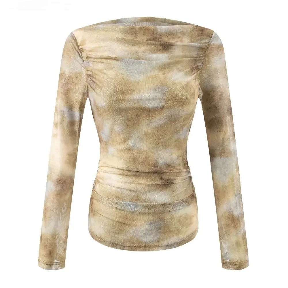 2025 Sexy Tie-Dye Print Ruched - T-Shirts review and price