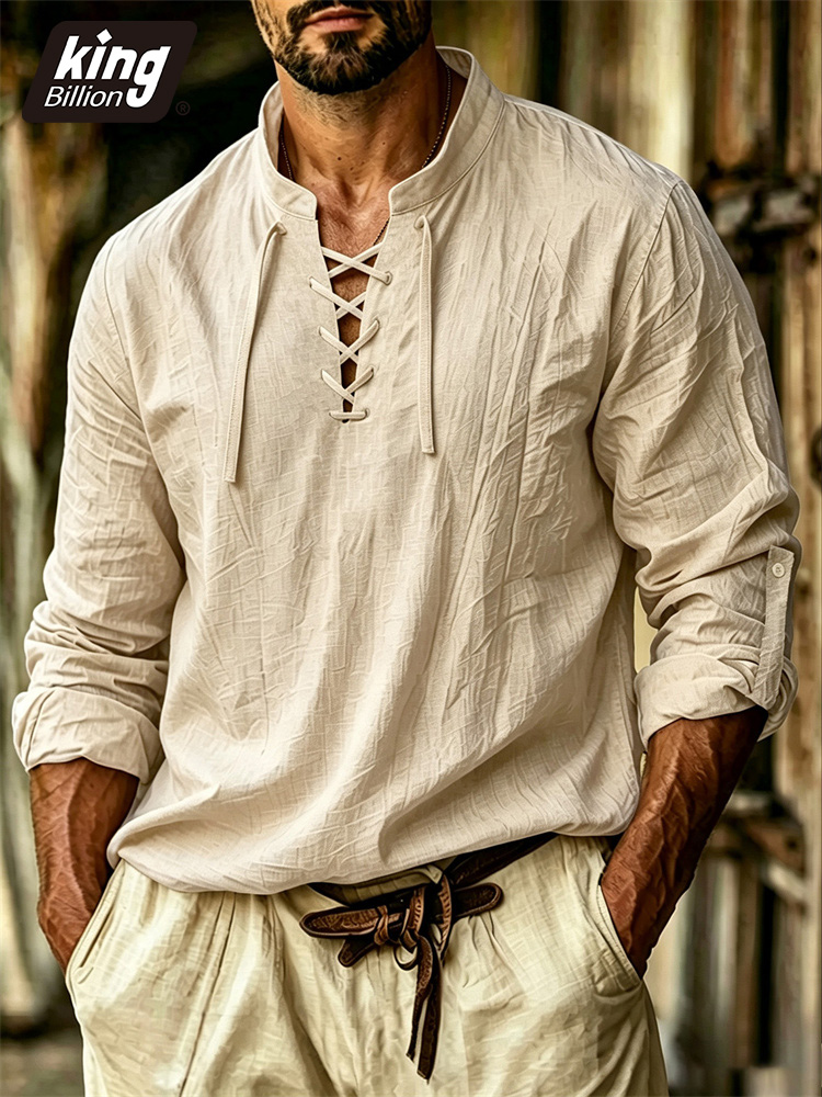 Men's V-neck T-shirt Pirate Me - Medieval Gothic Lace Up Pirate Shirt review and price
