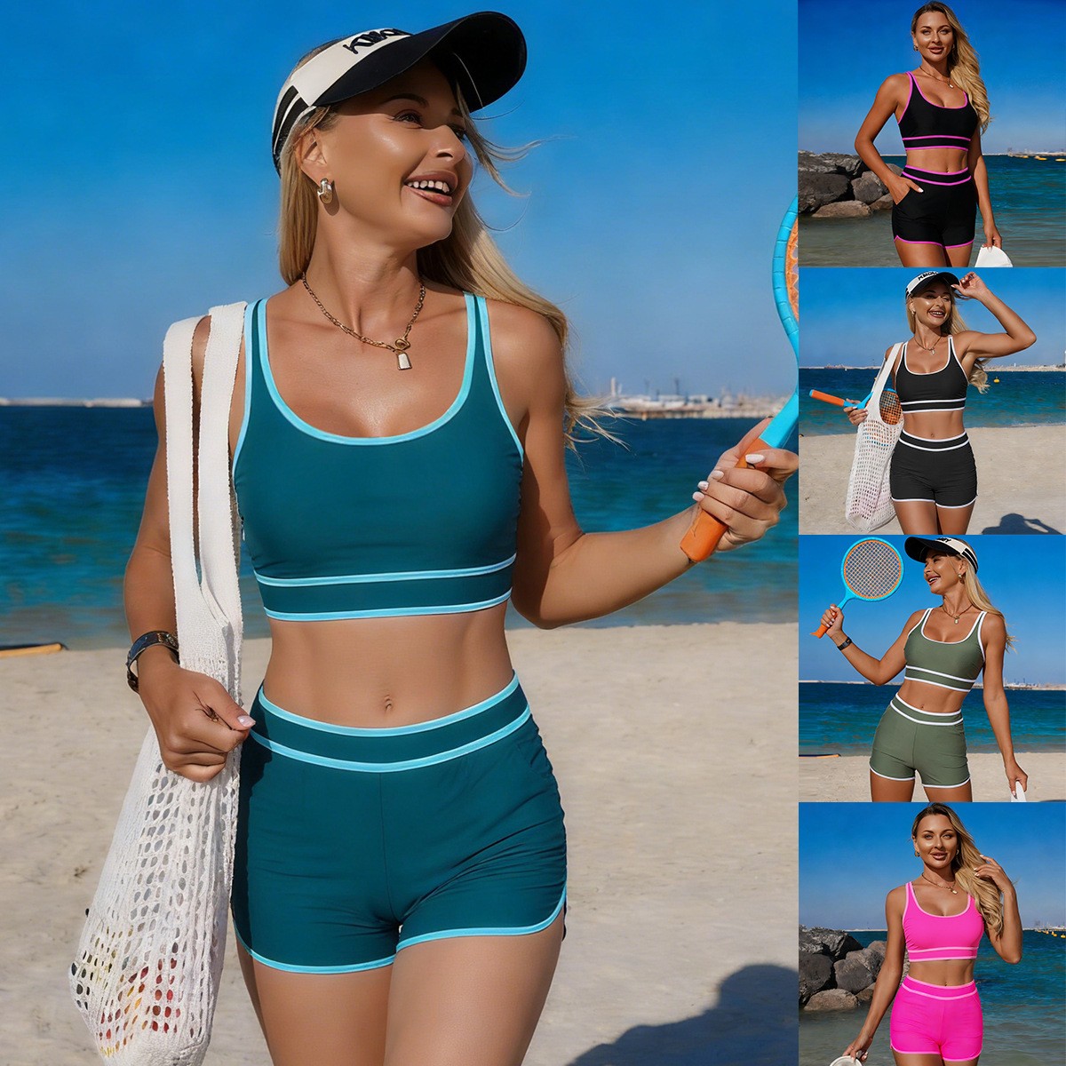 Olive Green Bikini Sleeveless  - Shorts review and price