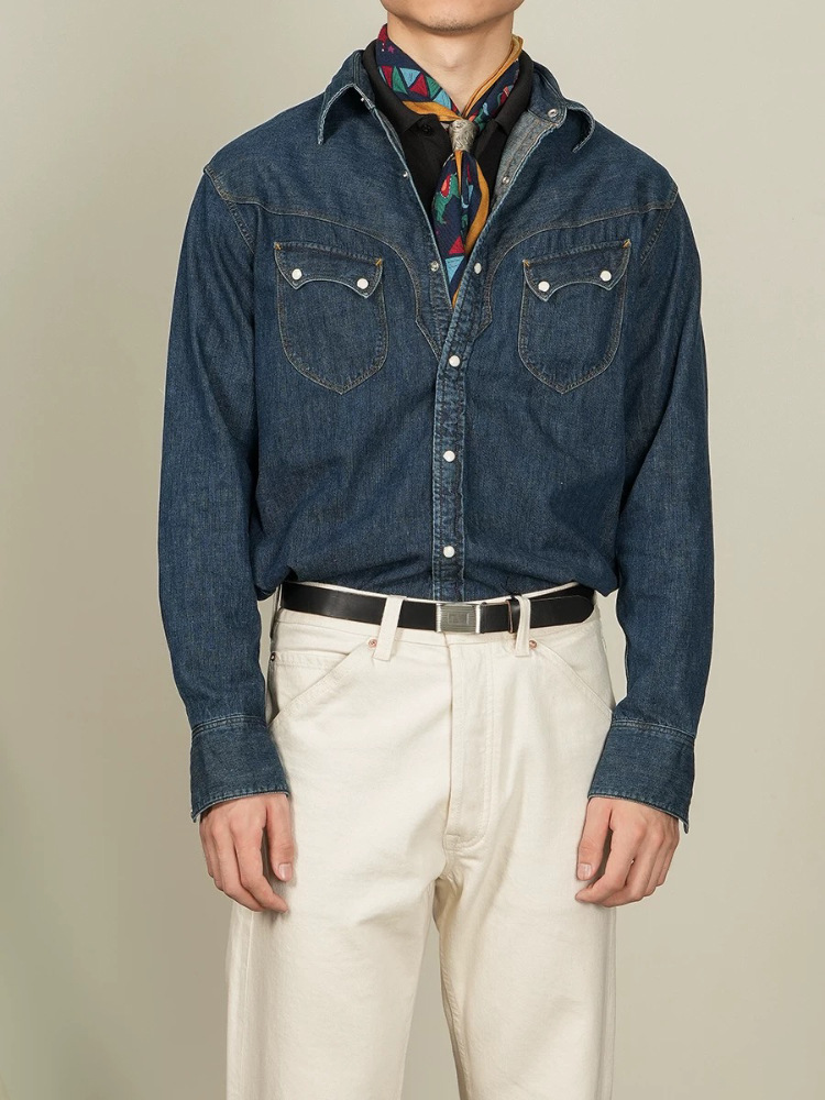 American Vintage Pearl Snap We - Mens Western Denim Pearl Snap Shirt review and price