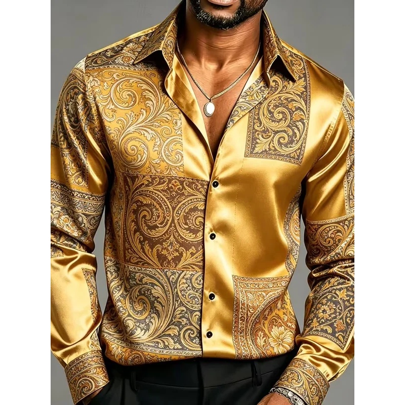Satin Silk Long Sleeve Baroque - Mens Satin Silk Dress Shirt review and price