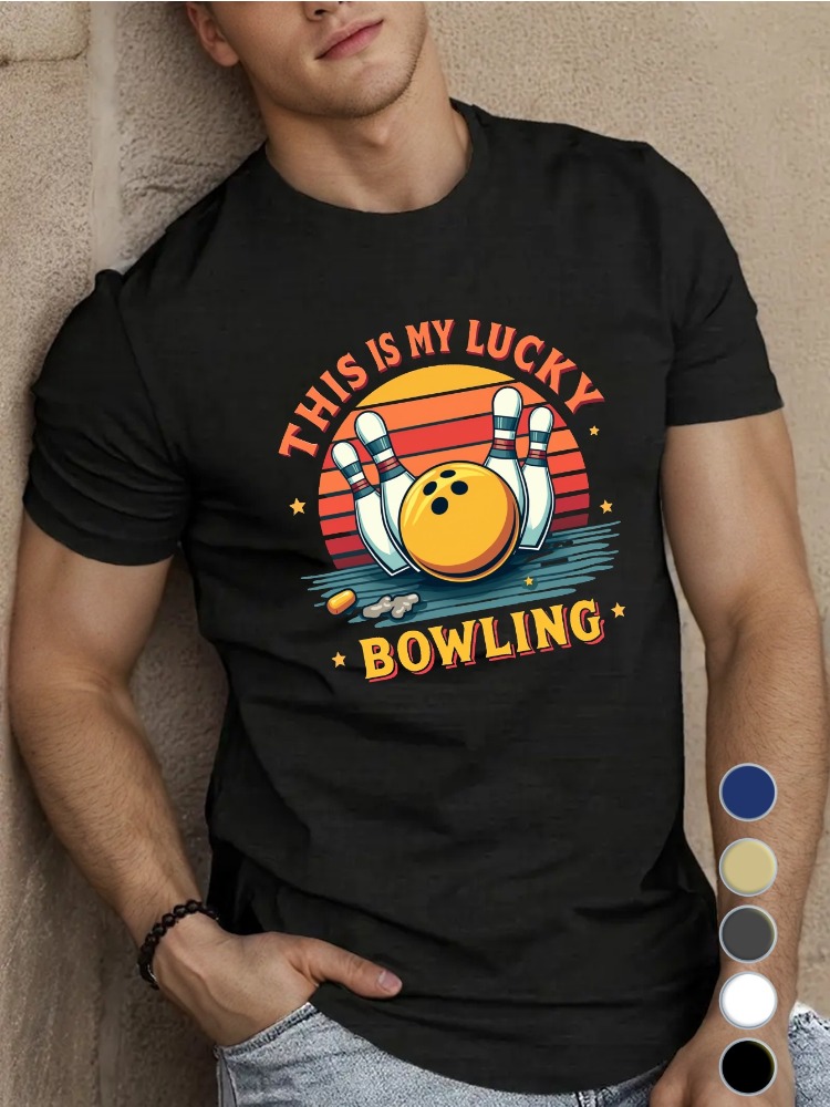 Royal Blue Mens Crew Neck Cott - Short Sleeve Bowling Shirt Retro review and price