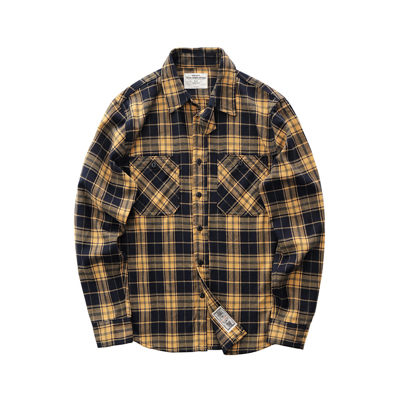 Autumn New Japanese Retro 300g - Flannel Plaid Shirt Heavy Weight review and price