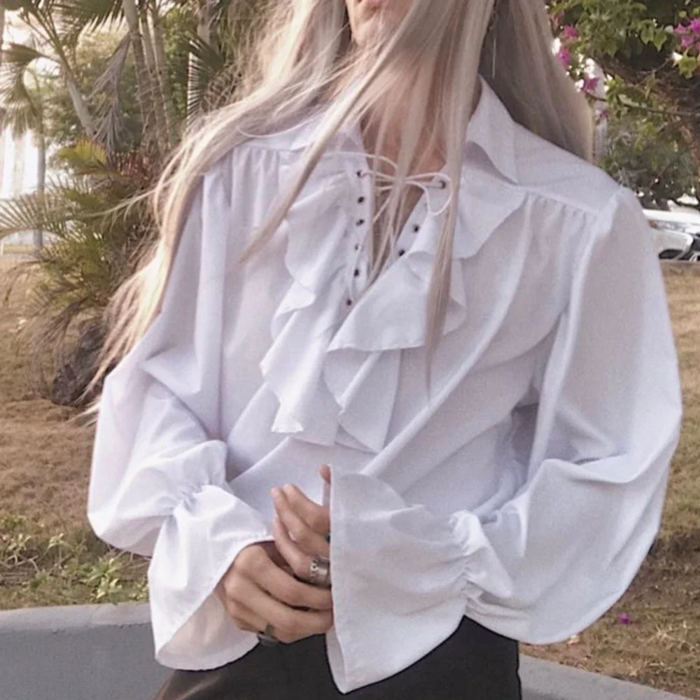Men Pirate Shirt Vampire Princ - Medieval Gothic Lace Up Pirate Shirt review and price