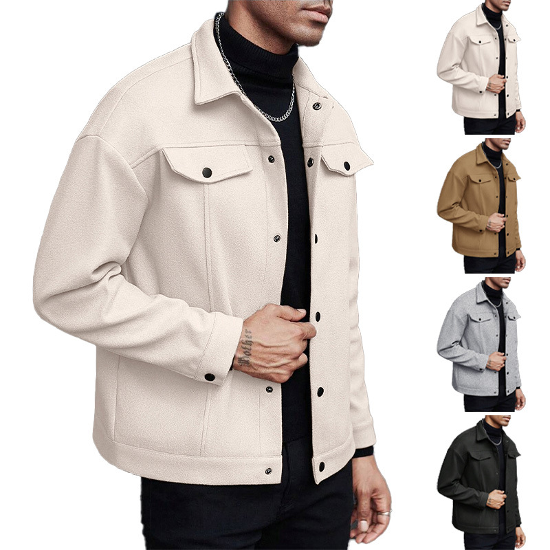 Men Wool Blend Lapel Work Jack - Jackets review and price