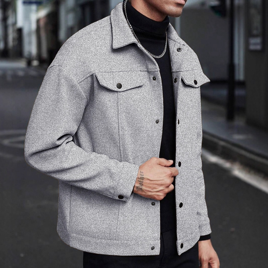 Men Wool Blend Lapel Work Jack - Jackets review and price