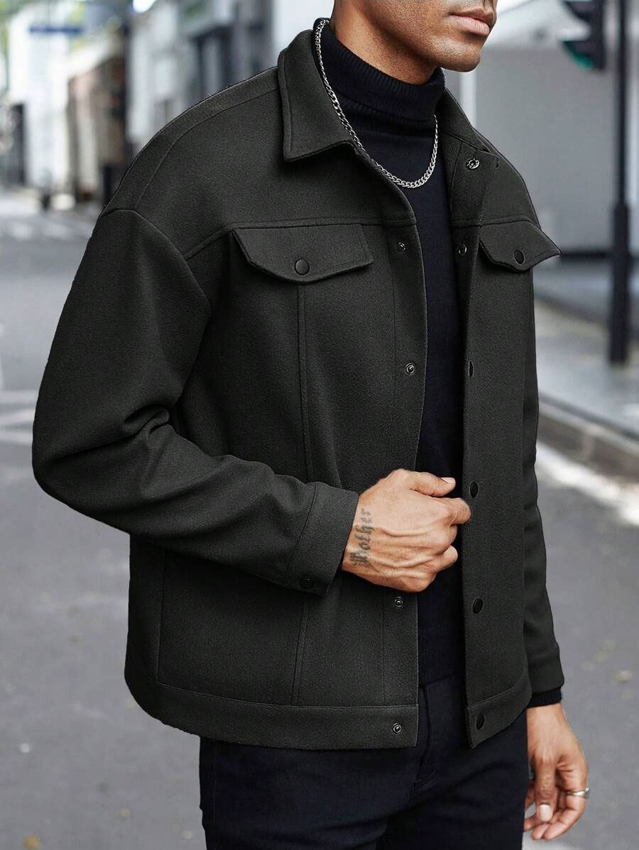 Men Wool Blend Lapel Work Jack - Jackets review and price