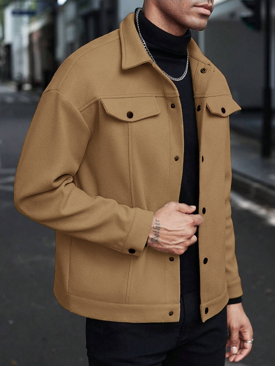 Men Wool Blend Lapel Work Jack - Jackets review and price