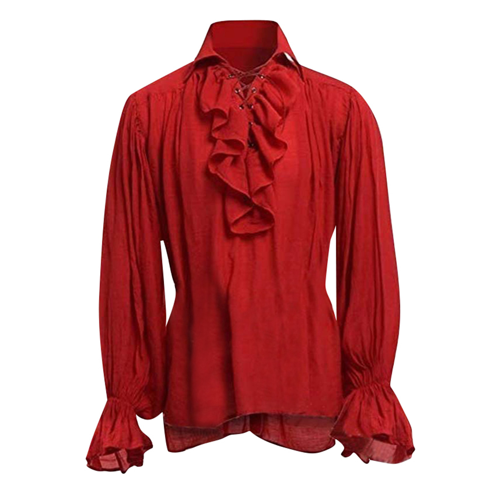 Mens Halloween Lace Up Pirate  - Medieval Gothic Lace Up Pirate Shirt review and price