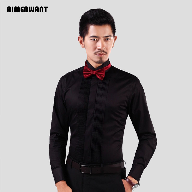 AIMENWANT 2024 Tuxedo Shirts M - Mandarin Collar Formal Shirt Slim Fit review and price