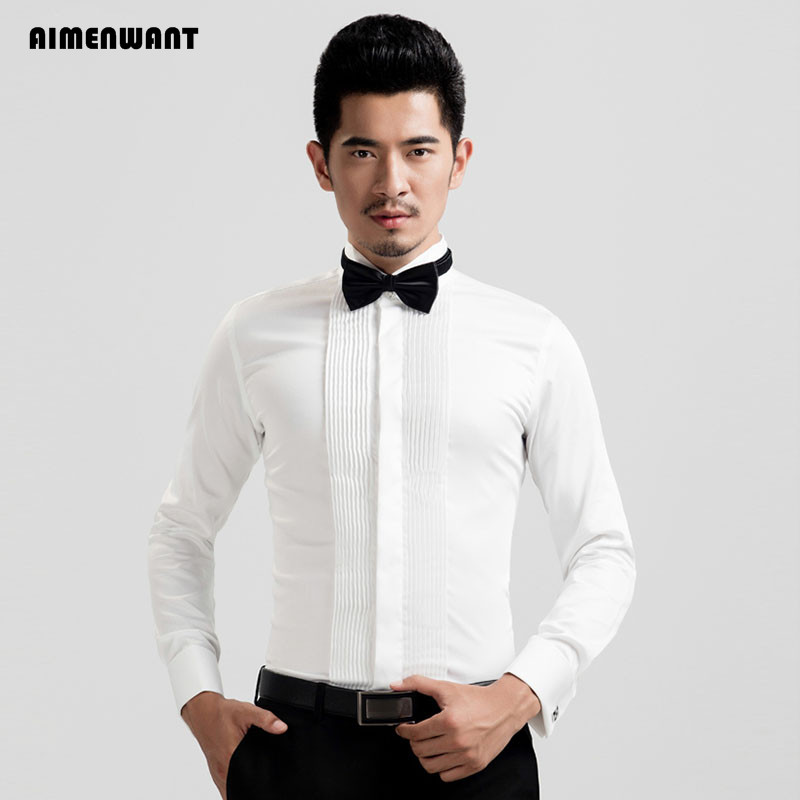 AIMENWANT 2024 Tuxedo Shirts M - Mandarin Collar Formal Shirt Slim Fit review and price