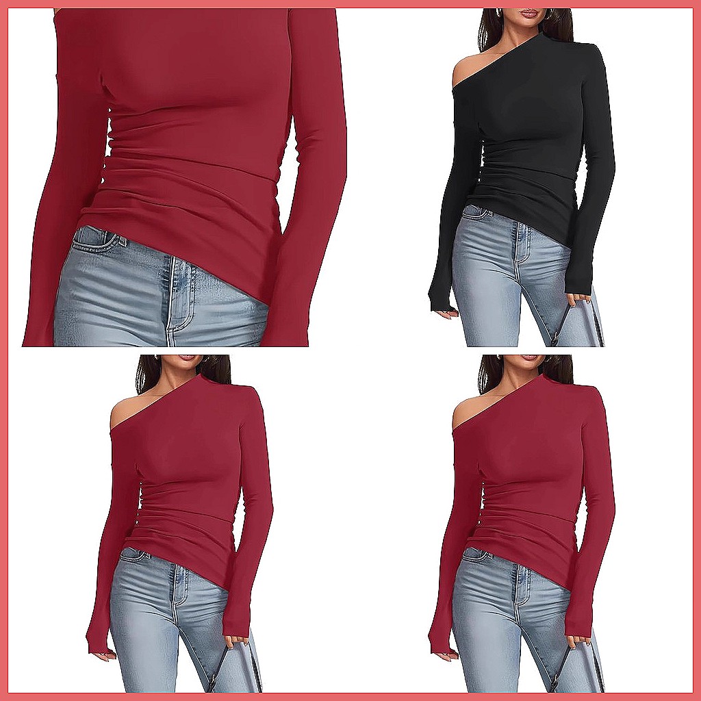 Off-Shoulder Long Sleeve T-Shi - Shirts review and price