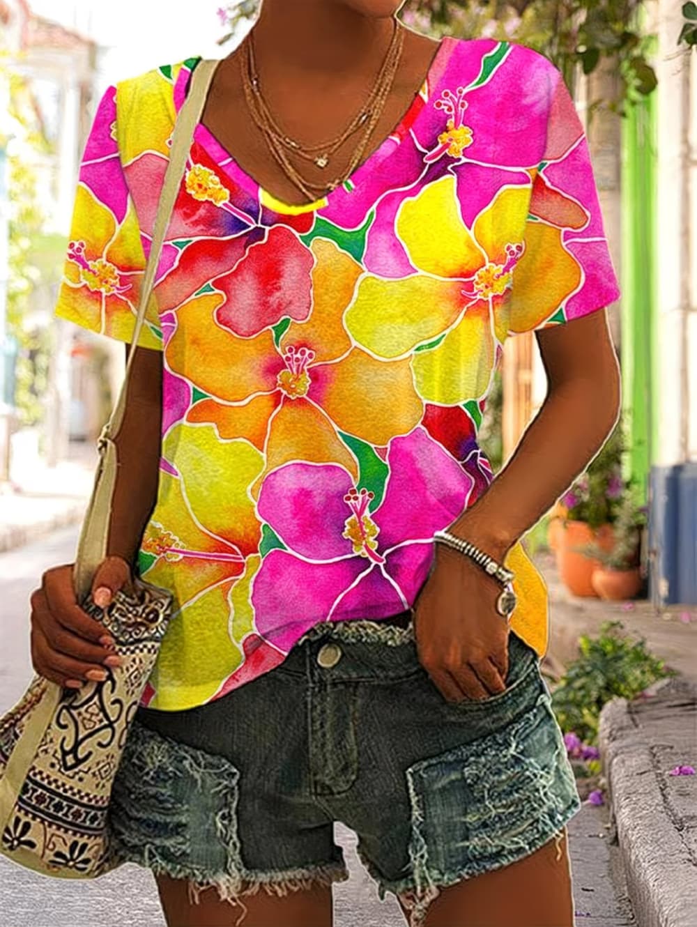 Summer Women's T Shirt Floral  - Vintage Hawaiian Floral Shirt review and price