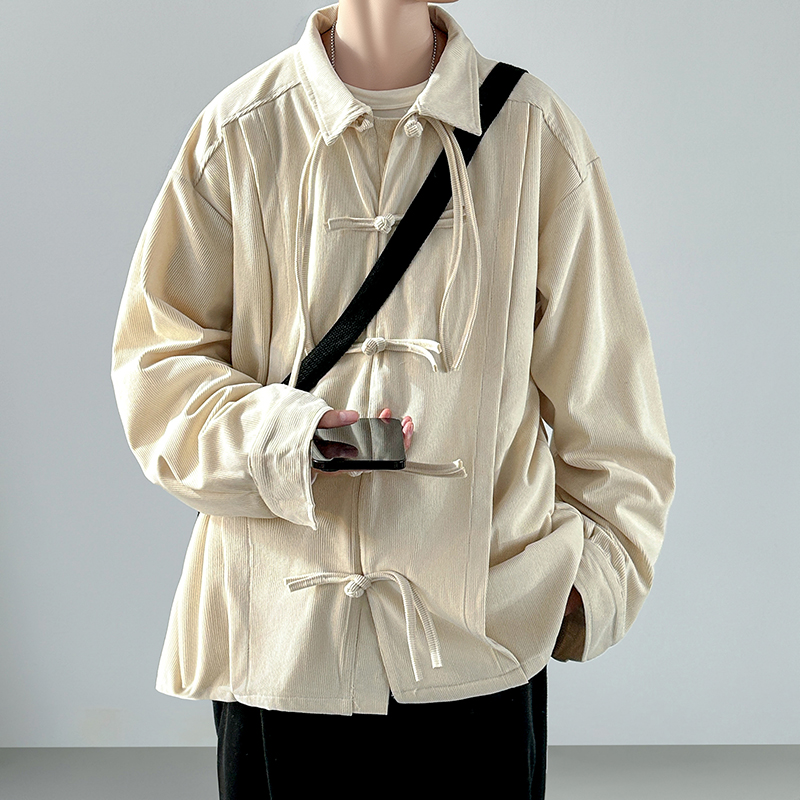 2025 Men Retro Chinese Style C - Corduroy Button Up Shirt Men review and price