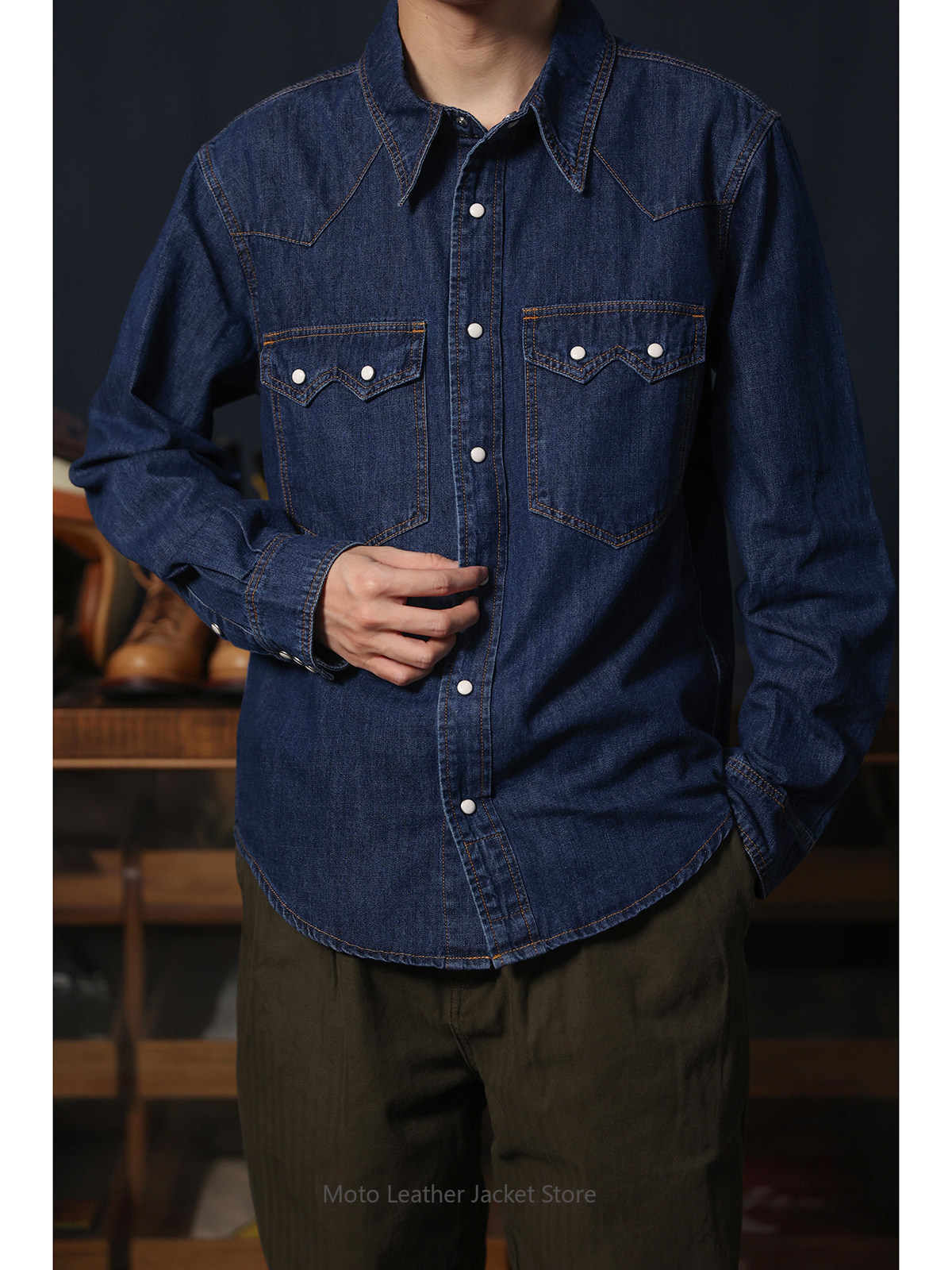 American Retro Western Denim S - Mens Western Denim Pearl Snap Shirt review and price