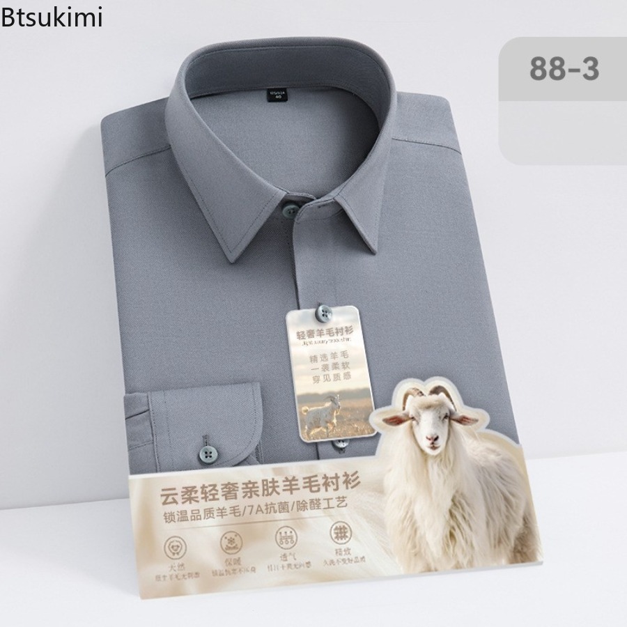 New Hight Quality Wool Modal L - Mandarin Collar Formal Shirt Slim Fit review and price