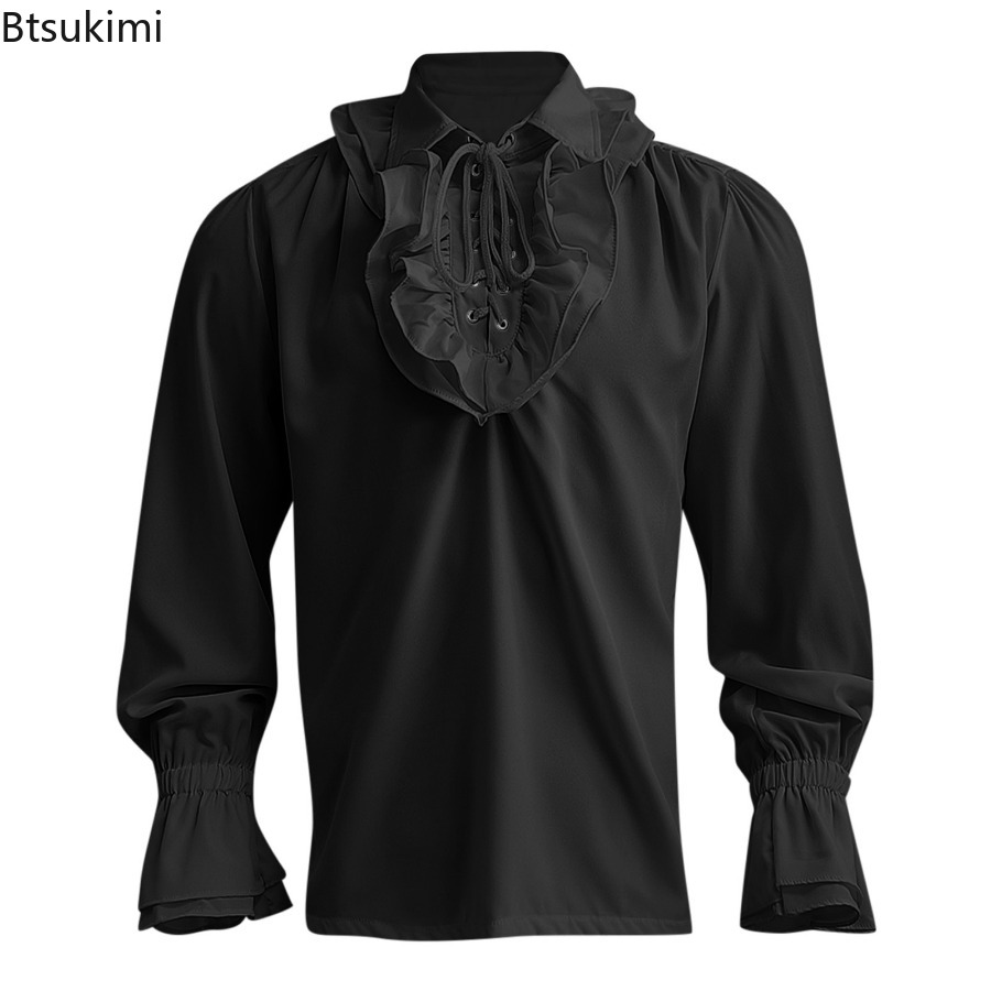 Men's Medieval Renaissance Pir - Medieval Gothic Lace Up Pirate Shirt review and price