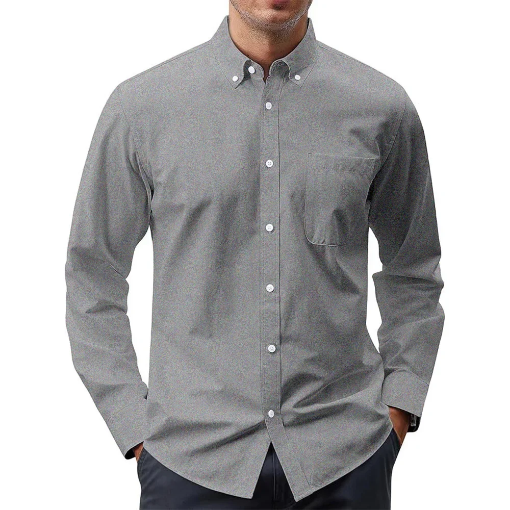 Men's Long Sleeve Shirts Solid - Oxford Cotton Casual Shirt Business review and price