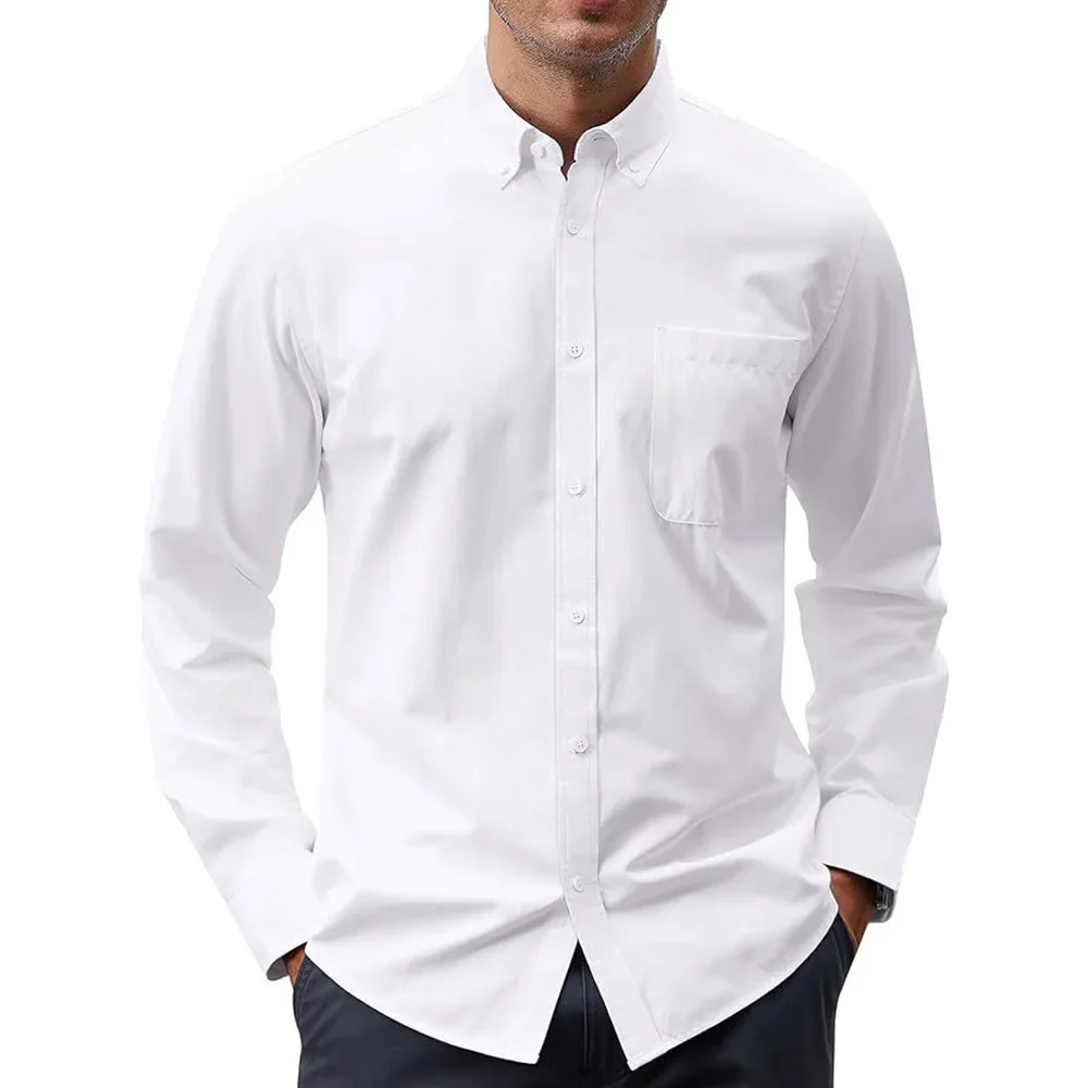 Men's Long Sleeve Shirts Solid - Oxford Cotton Casual Shirt Business review and price